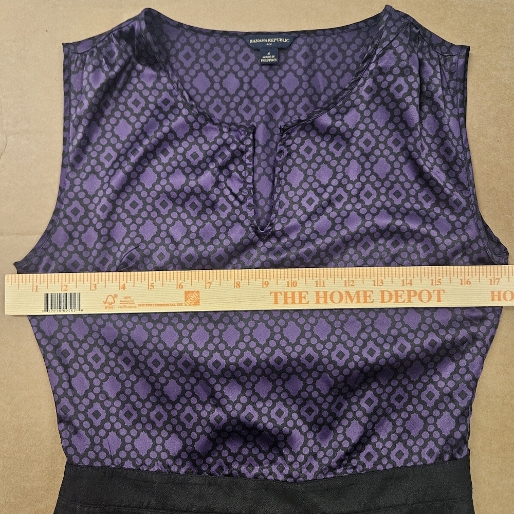 0005 Banana Republic Sleeveless Dress  Purple Black Party Office Workwear Size 4 - Picture 11 of 14